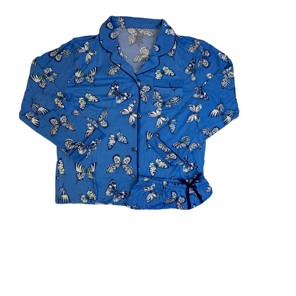 NWT Womens Blue Butterfly FLORA NIKROOZ Long Sleeve Top Size Small